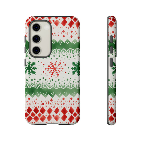 Watercolor Christmas Knitting - Impact Resistant Phone Case Samsung Galaxy S23 Glossy